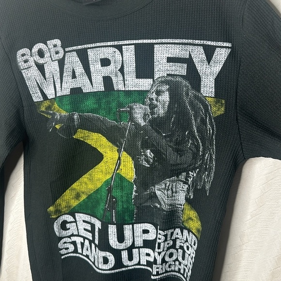 ZION ROOTSWEAR Bob Marley Thermal Long Sleeve Shirt, Black 1X - Picture 4 of 6